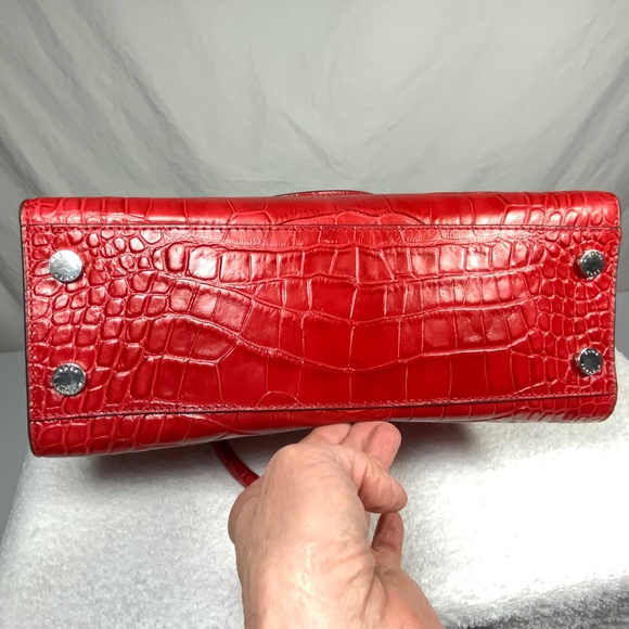 NWOT - Michael Kors Red Croc Satchel Tote Crossbody - Picture 9 of 16
